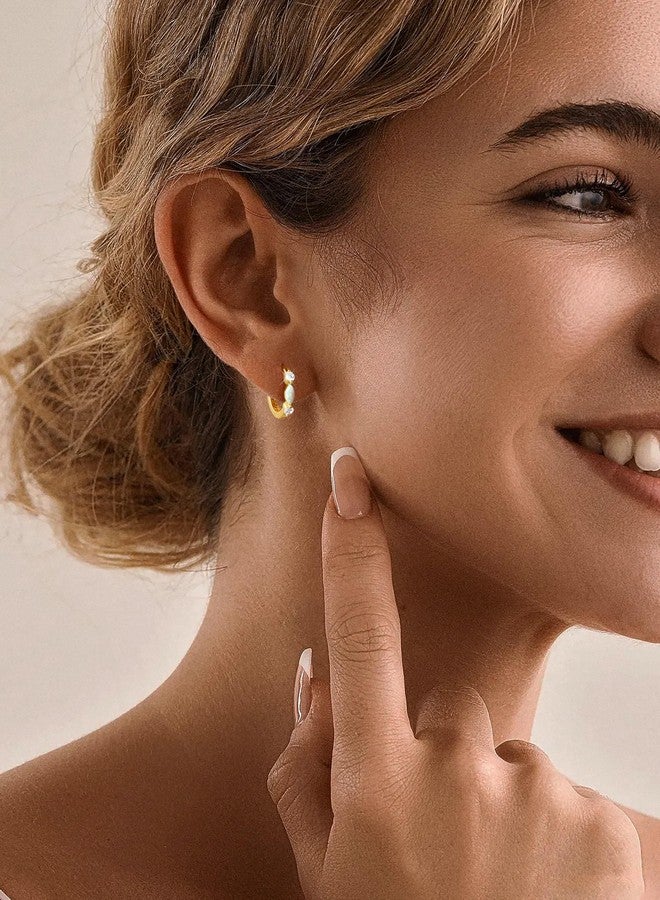 Hergory Gold Huggie Earrings for Women, Dainty 14k Gold Plated Small Cubic Zirconia Hoop Earrings for Women Non Tarnish Trendy Jewelry Gift - Image 2